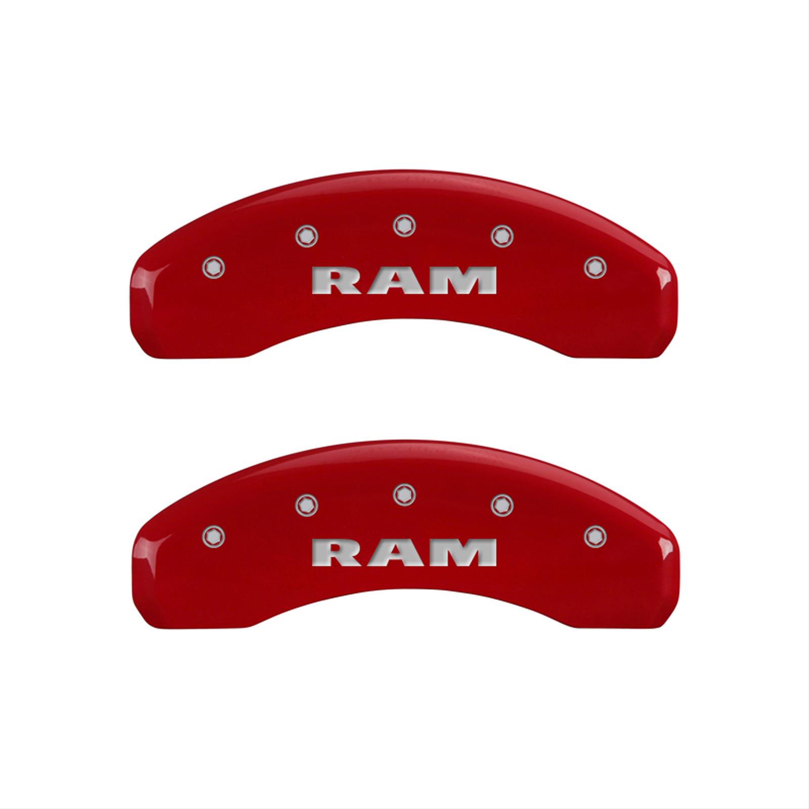 MGP 4 Caliper Covers Engraved Front & Rear RAM Red finish silver ch thumbnail 2