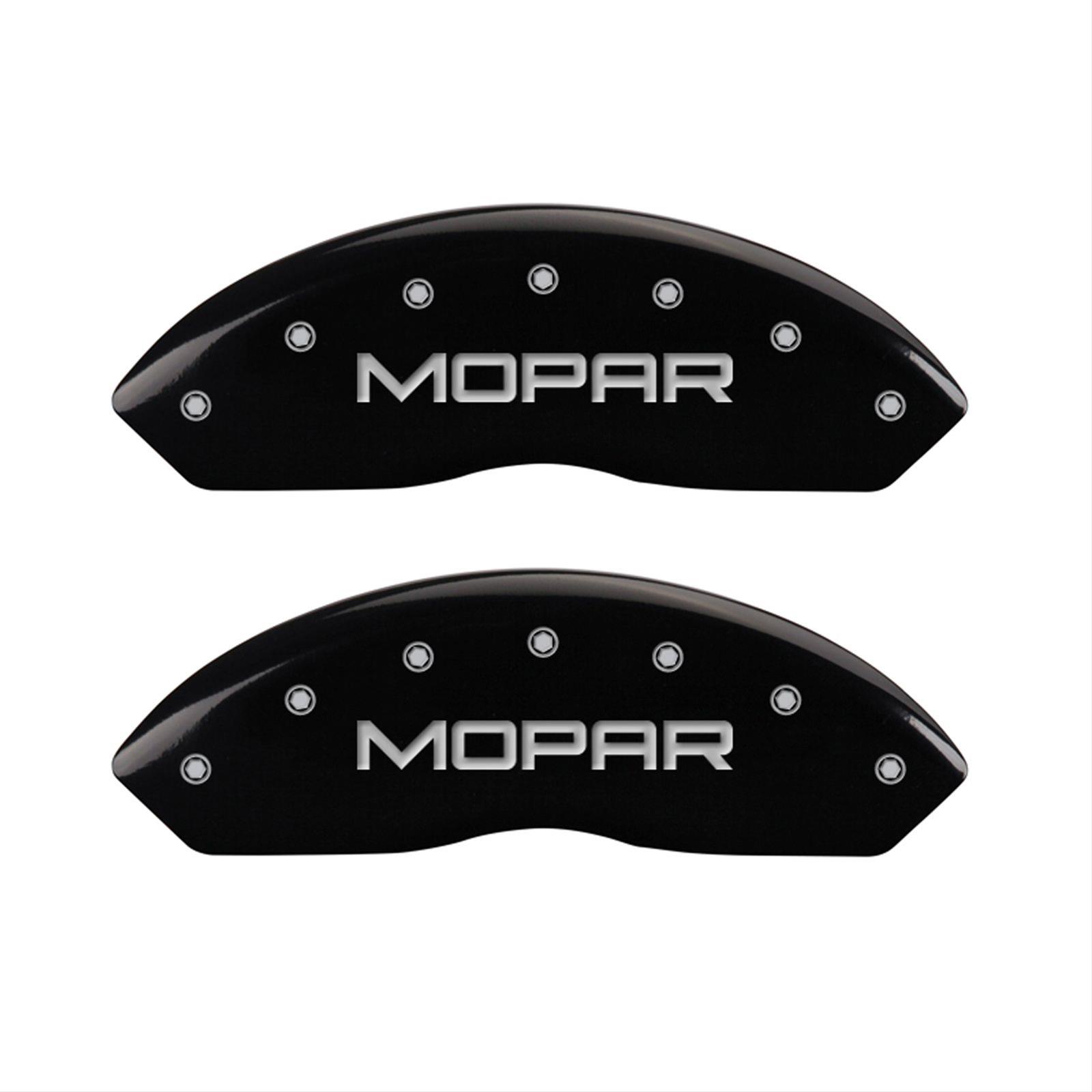 MGP 4 Caliper Covers Engraved Front & Rear MOPAR Black finish silver ch