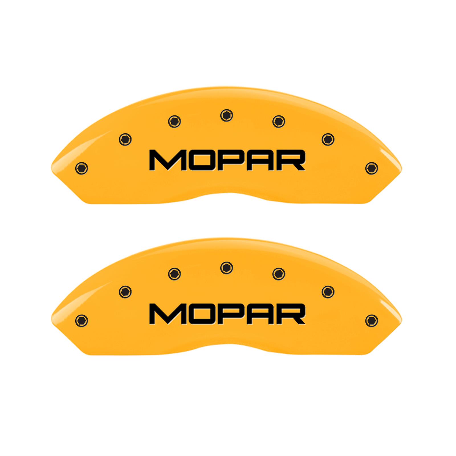 MGP 4 Caliper Covers Engraved Front & Rear Mopar Yellow Finish Black Char 2010 Dodge Nitro
