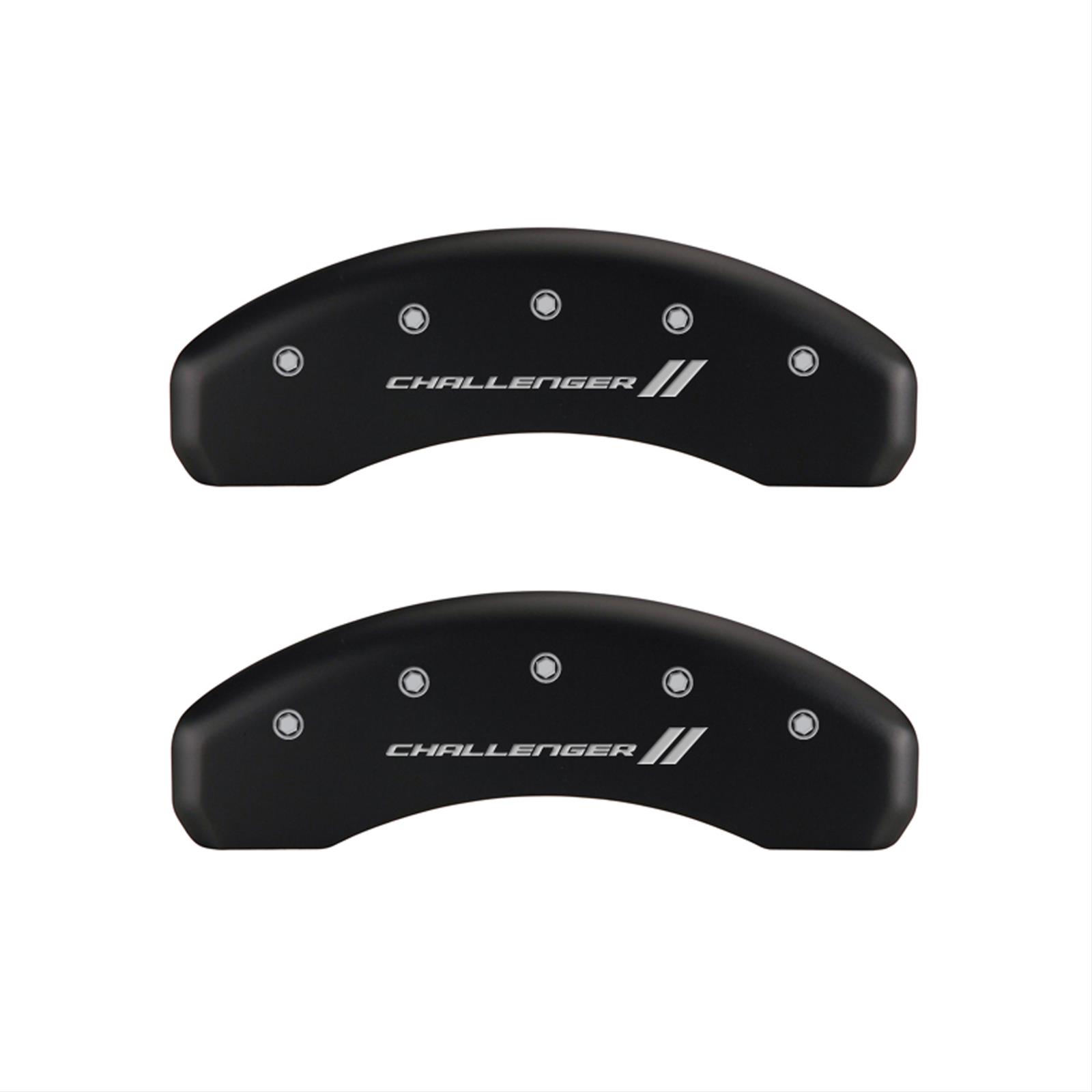 MGP 4 Caliper Covers Engraved Front & Rear With stripes/Challenger Black finish silver ch thumbnail 2