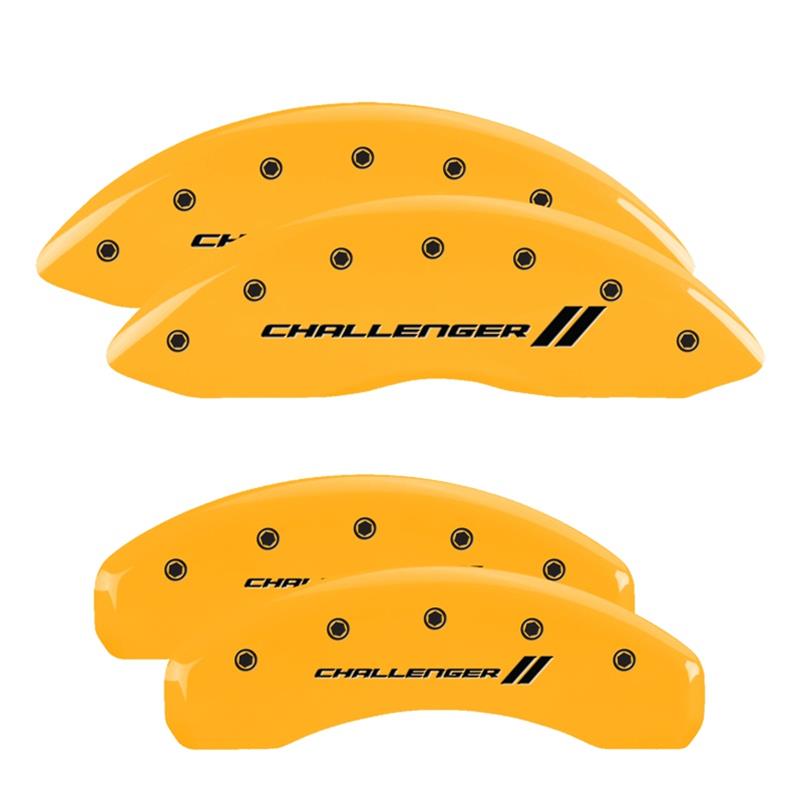 MGP 4 Caliper Covers Engraved Front & Rear With stripes/Challenger Yellow finish black ch thumbnail 3