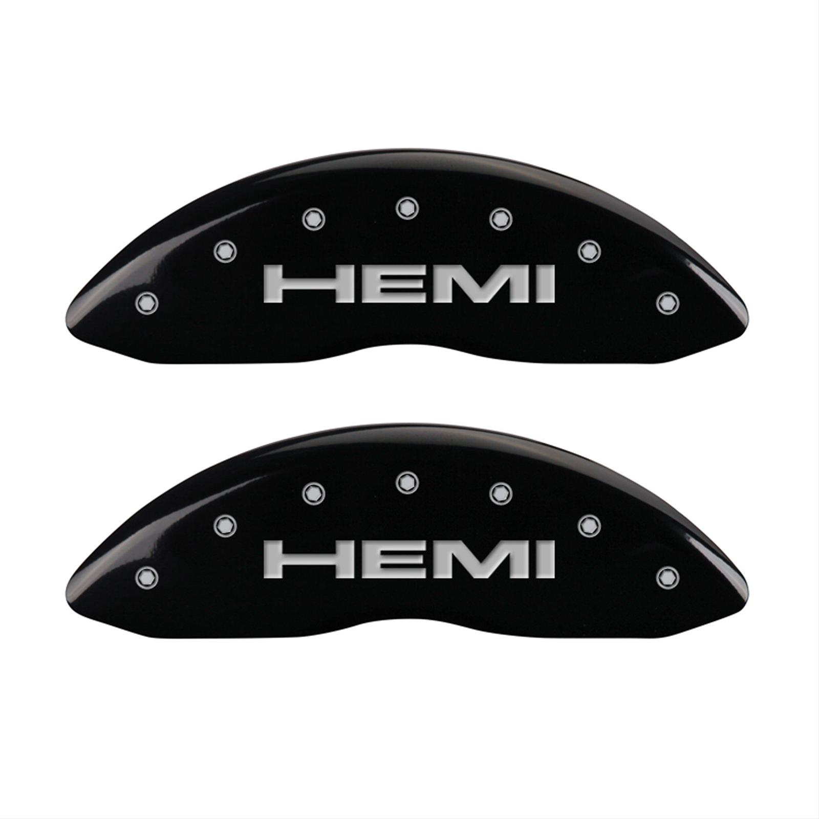 MGP 4 Caliper Covers Engraved Front & Rear Hemi Black finish silver ch thumbnail 2