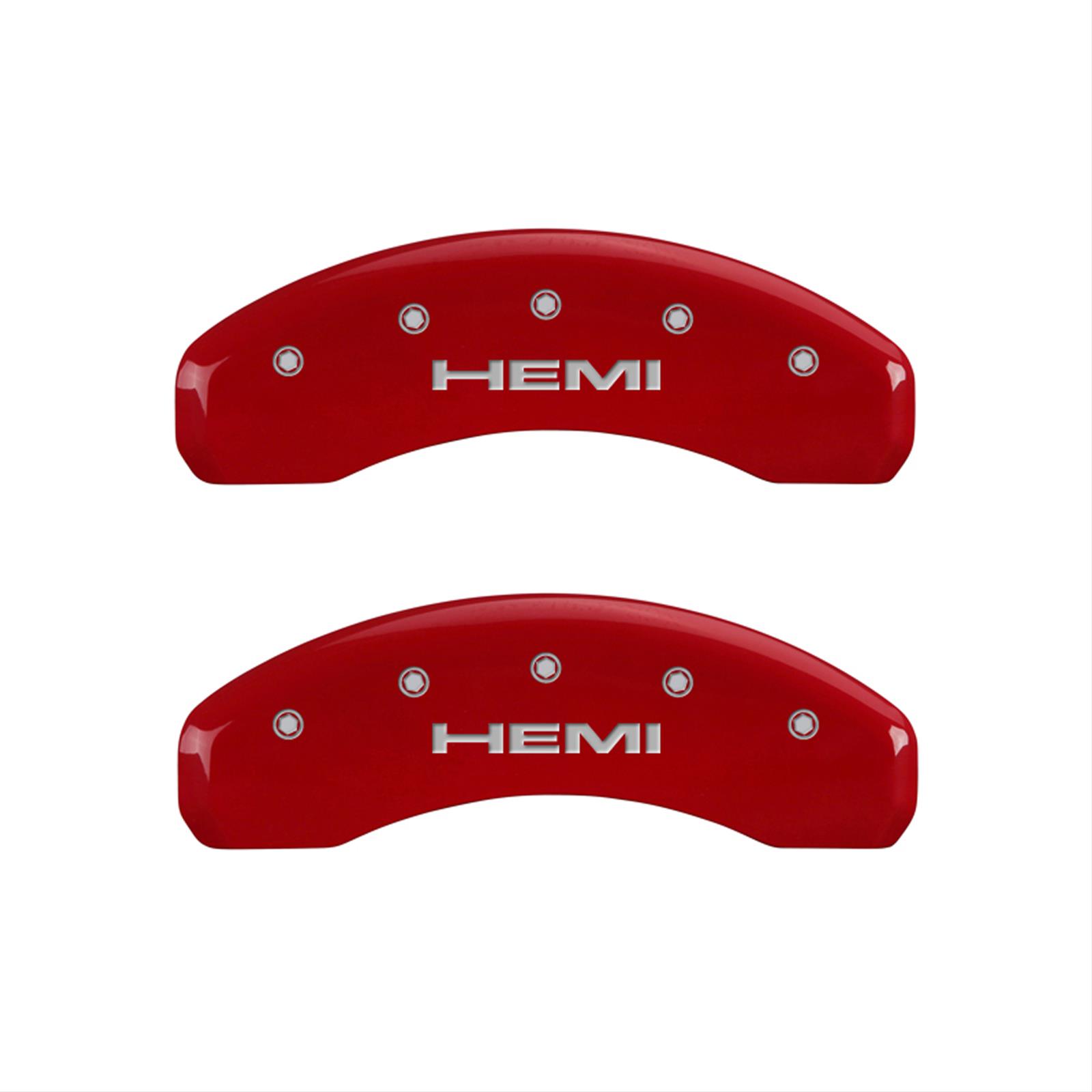 MGP 4 Caliper Covers Engraved Front & Rear Hemi Red finish silver ch thumbnail 2