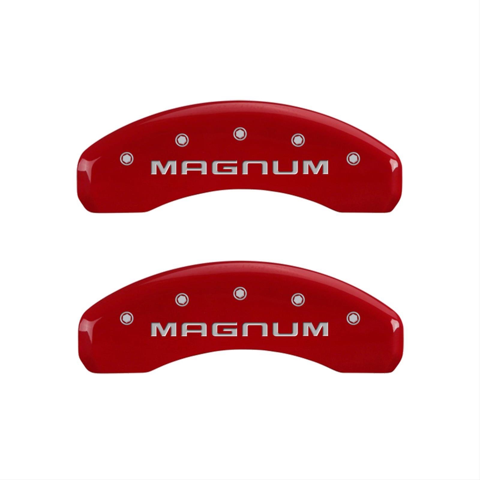 MGP 4 Caliper Covers Engraved Front & Rear Magnum Red finish silver ch thumbnail 2