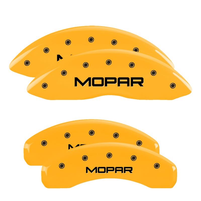 MGP 4 Caliper Covers Engraved Front & Rear MOPAR Yellow finish black ch thumbnail 2