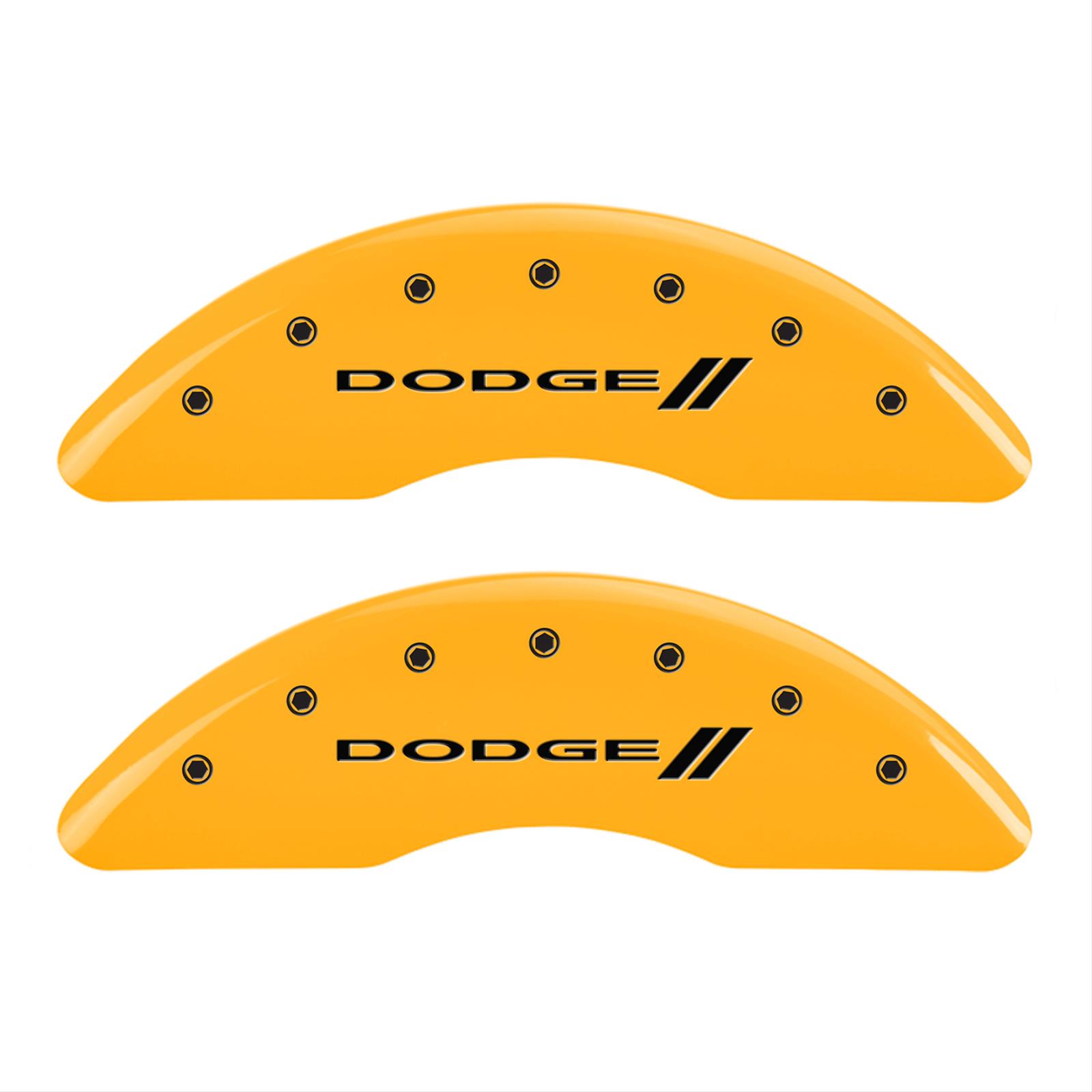 MGP 4 Caliper Covers Engraved F & R Stripes/Dodge Yellow Finish Black Char 2010 Dodge Ram 3500