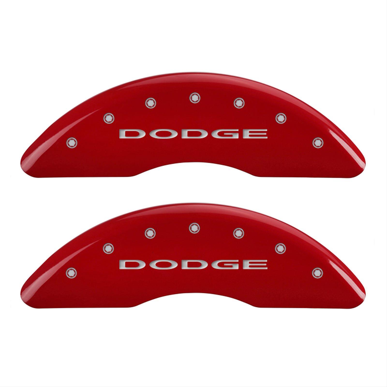 MGP 4 Caliper Covers Engraved Front & Rear With out stripes/Dodge Red finish silver ch thumbnail 2