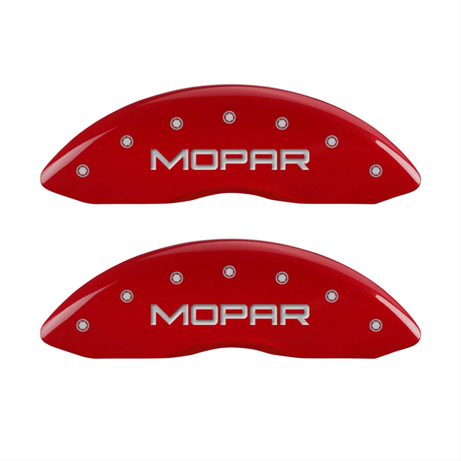 MGP 4 Caliper Covers Engraved Front & Rear MOPAR Red finish silver ch thumbnail 2