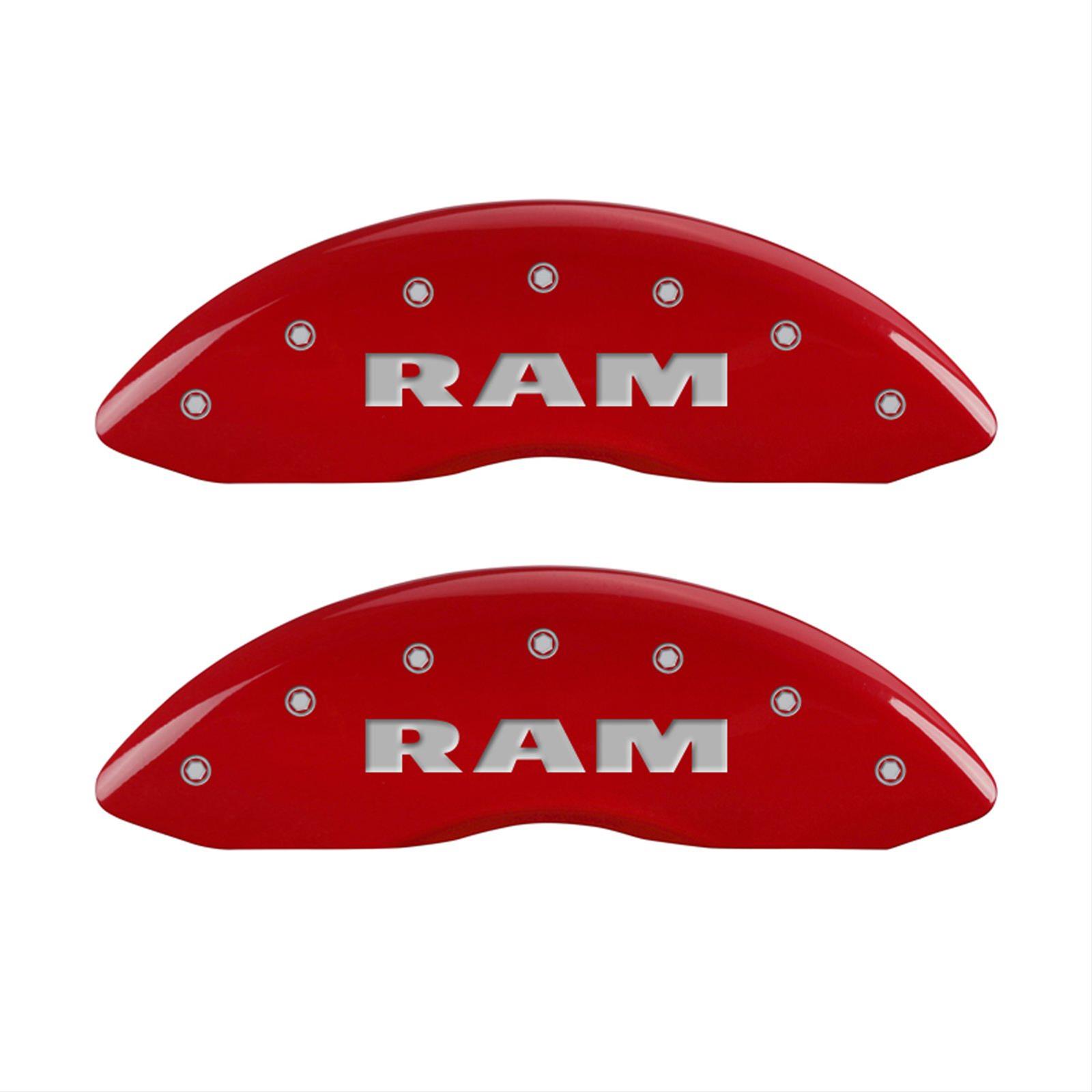 MGP 4 Caliper Covers Engraved Front & Rear RAM Red finish silver ch thumbnail 2
