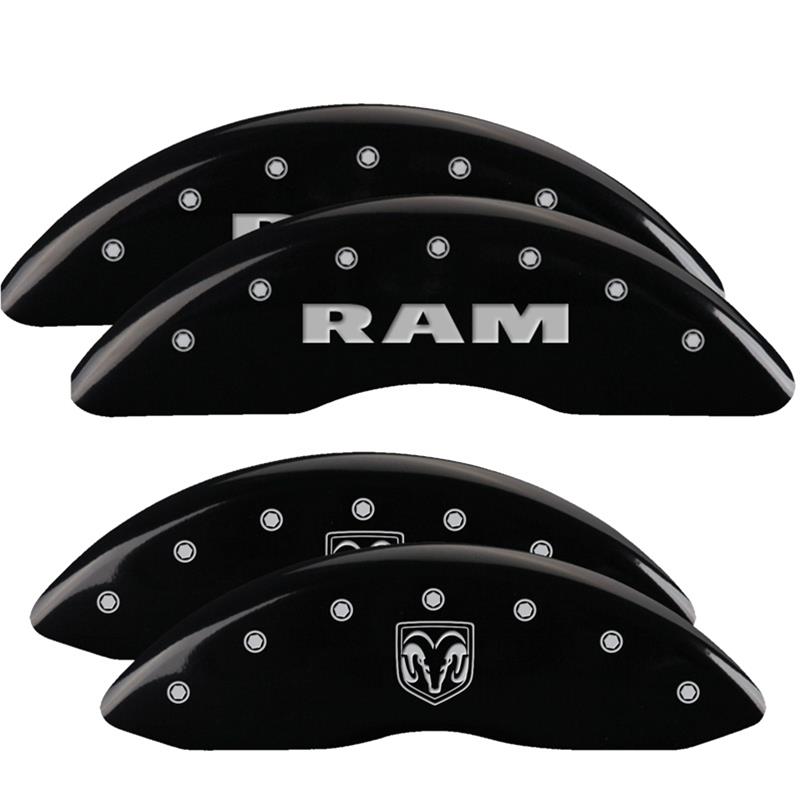 MGP 4 Caliper Covers Engraved Front RAM Engraved Rear RAMHEAD Black finish silver ch thumbnail 3