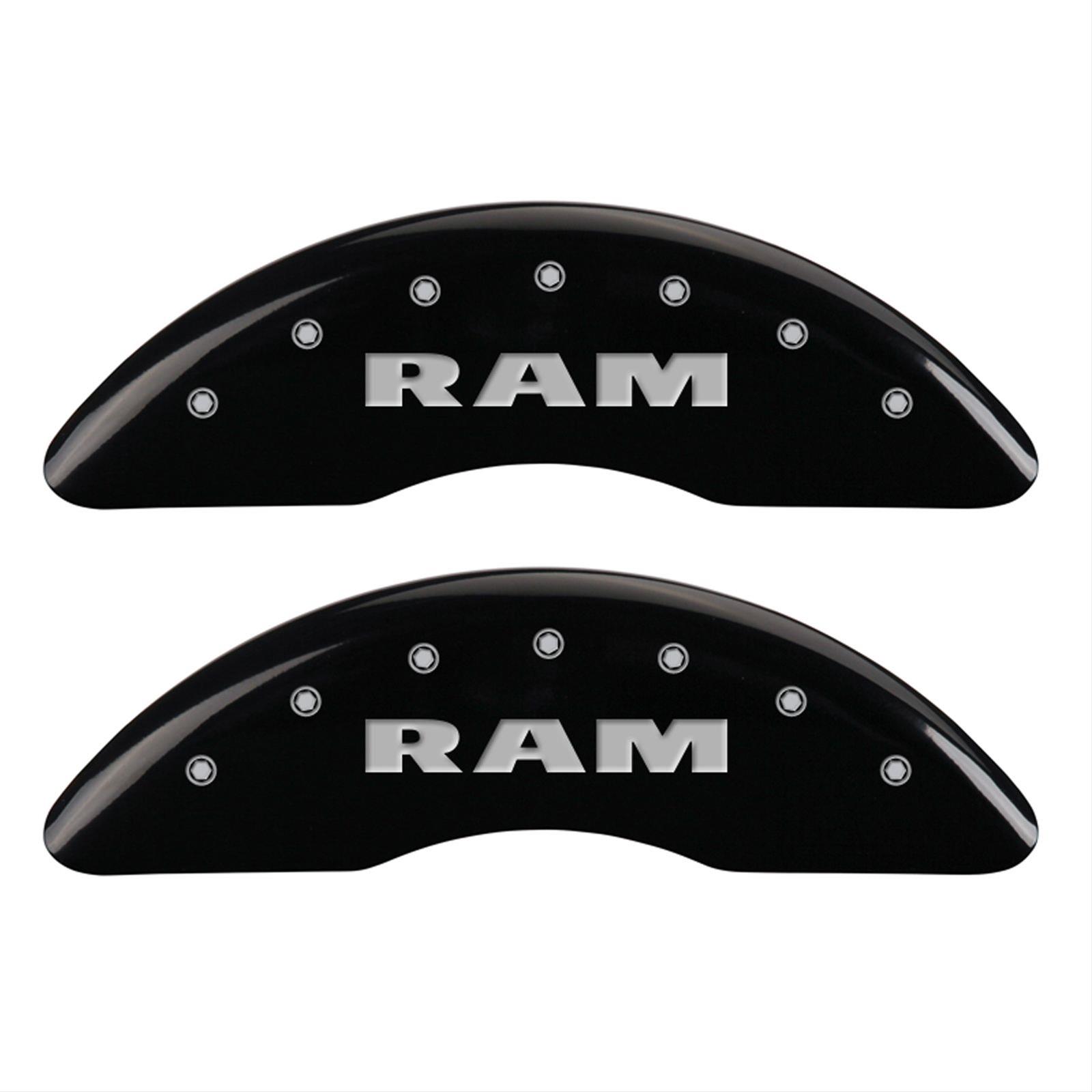 MGP 4 Caliper Covers Engraved Front RAM Engraved Rear RAMHEAD Black finish silver ch