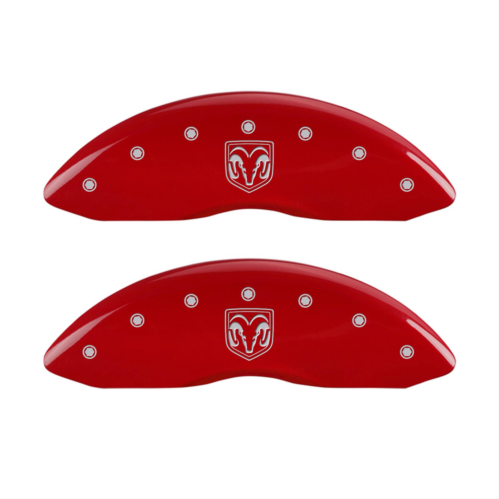 MGP 4 Caliper Covers Engraved Front RAM Engraved Rear RAMHEAD Red finish silver ch