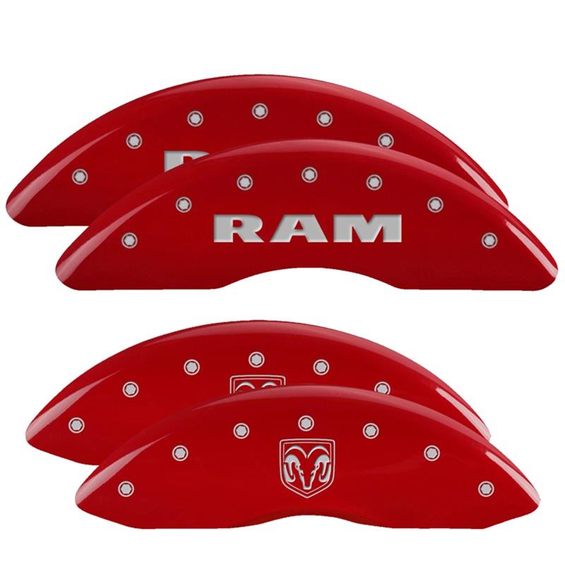 MGP 4 Caliper Covers Engraved Front RAM Engraved Rear RAMHEAD Red finish silver ch thumbnail 3