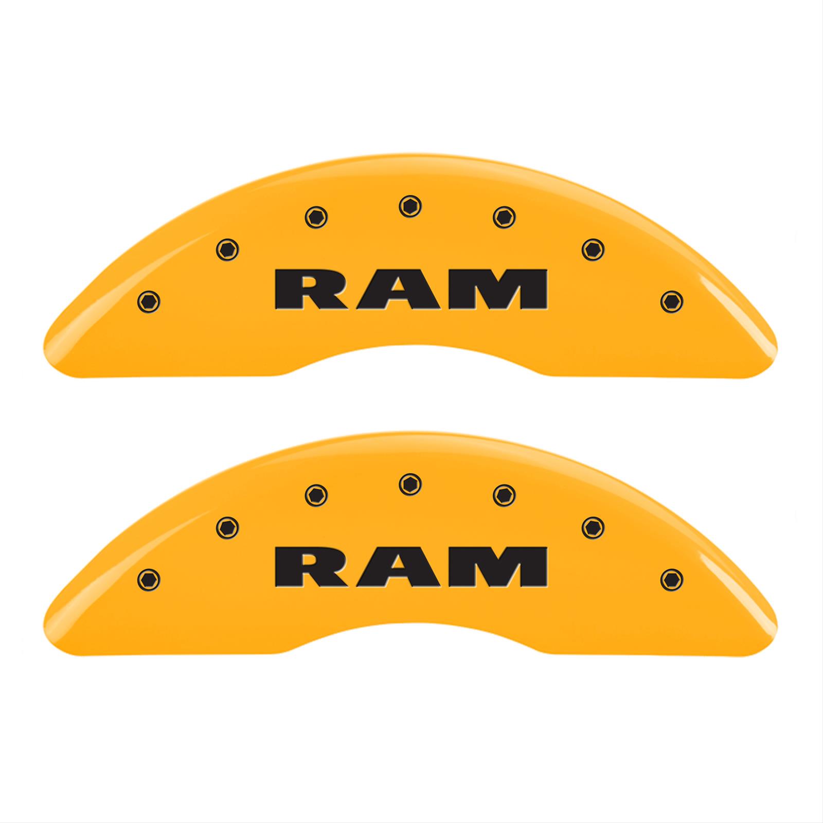 MGP 4 Caliper Covers Engraved Front Ram Rear Ramhead Yellow Finish Black Char 2010 Dodge Ram 2500 thumbnail 2