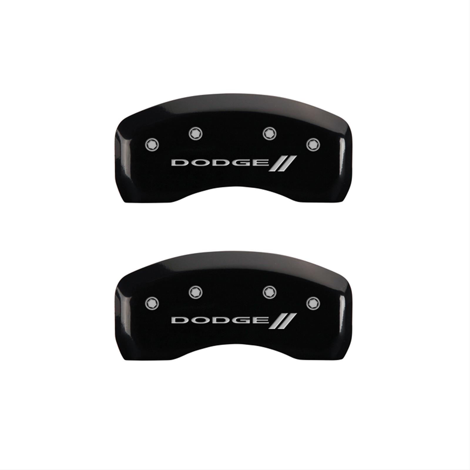 MGP 4 Caliper Covers Engraved Front & Rear With stripes/Dodge Black finish silver ch thumbnail 2