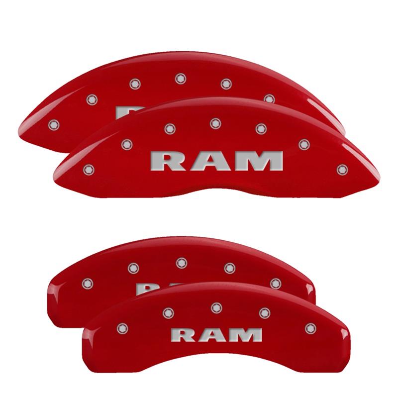 MGP 4 Caliper Covers Engraved Front & Rear RAM Red finish silver ch thumbnail 3