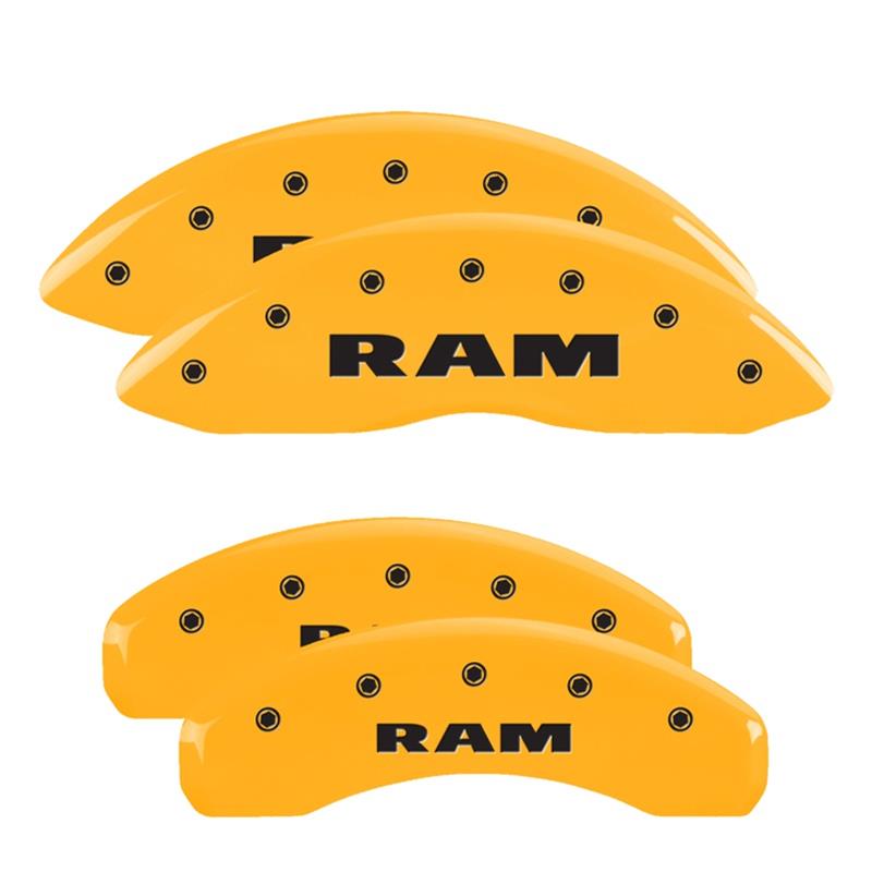 MGP 4 Caliper Covers Engraved Front & Rear Ram Yellow Finish Black Char 2006 Dodge Durango thumbnail 3