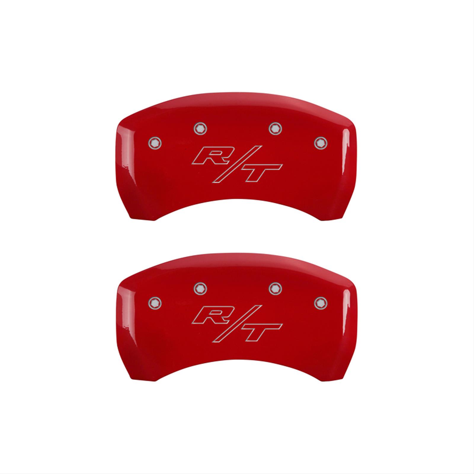 MGP 4 Caliper Covers Engraved Front Block/Challenger Engraved Rear Vintage Style/RT Red fnsh slvr ch thumbnail 2