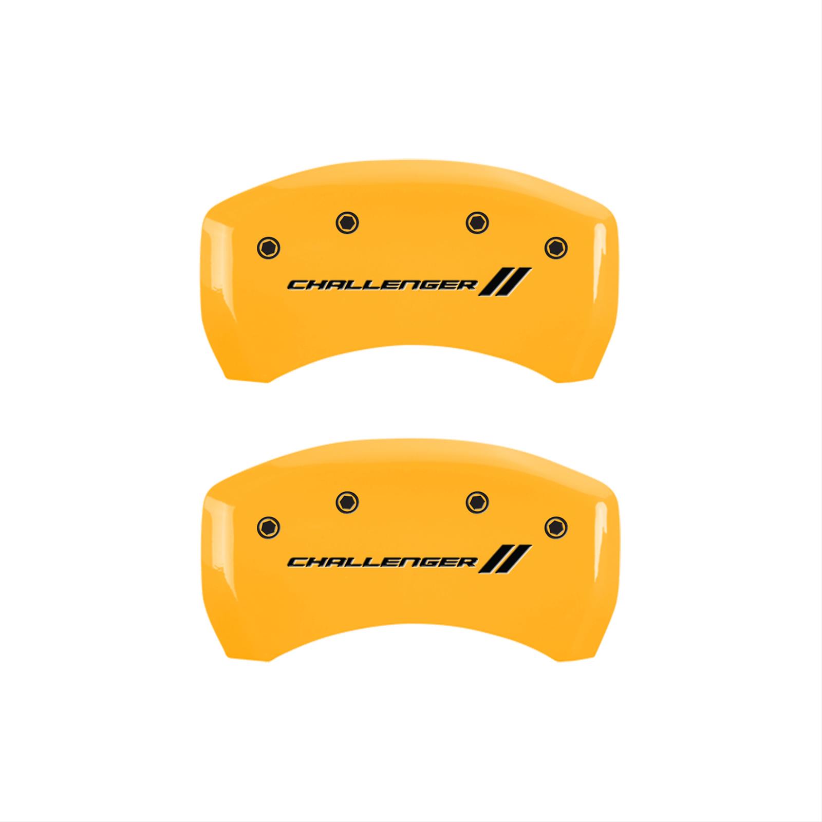 MGP 4 Caliper Covers Engraved Front & Rear With stripes/Challenger Yellow finish black ch thumbnail 2