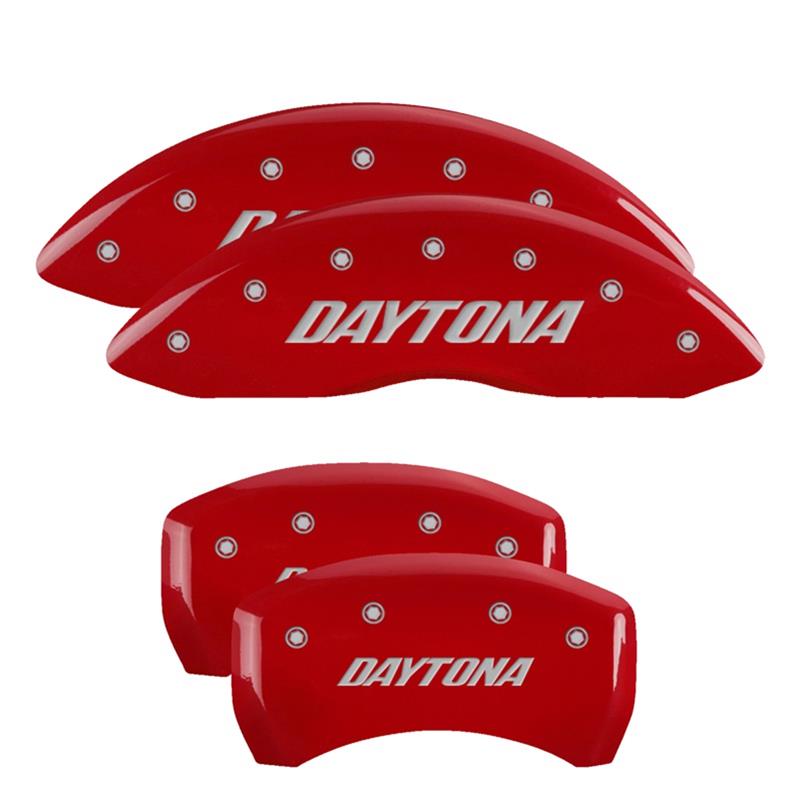 MGP 4 Caliper Covers Engraved Front & Rear Daytona Red finish silver ch thumbnail 3