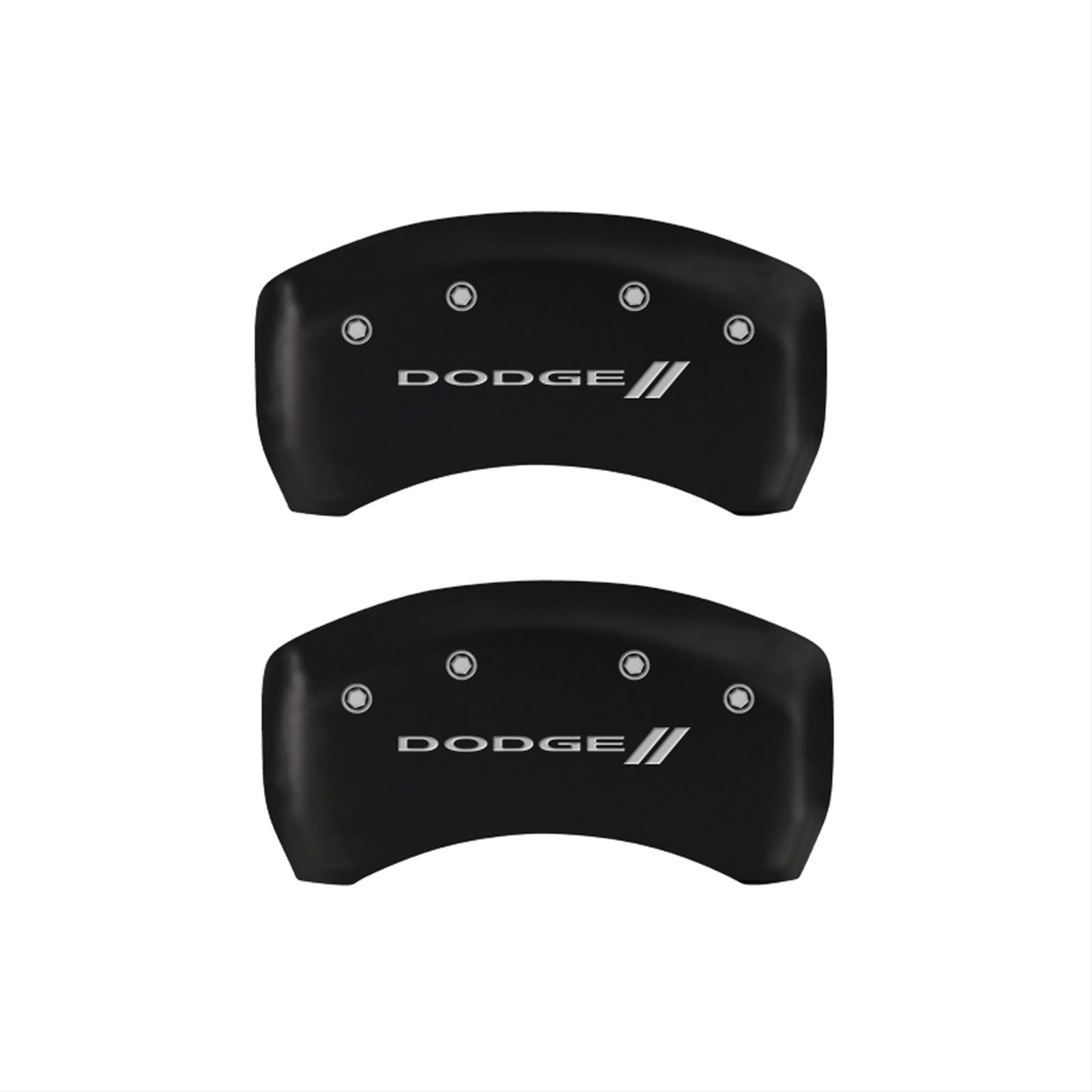 MGP 4 Caliper Covers Engraved Front & Rear With stripes/Dodge Black finish silver ch thumbnail 2