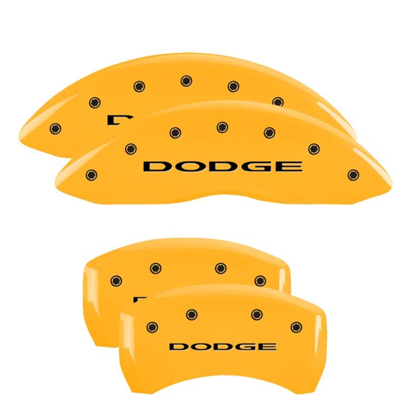 MGP 4 Caliper Covers Engraved Front & Rear With out stripes/Dodge Yellow finish black ch thumbnail 3
