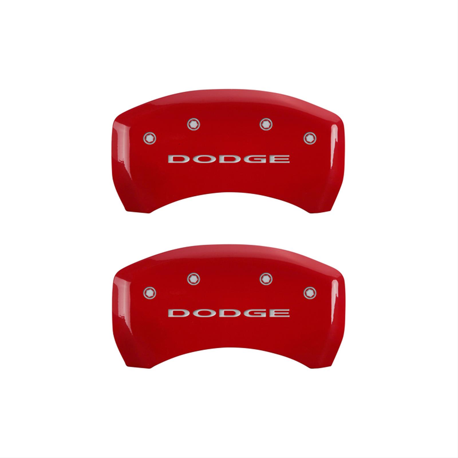 MGP 4 Caliper Covers Engraved Front & Rear With out stripes/Dodge Red finish silver ch thumbnail 2