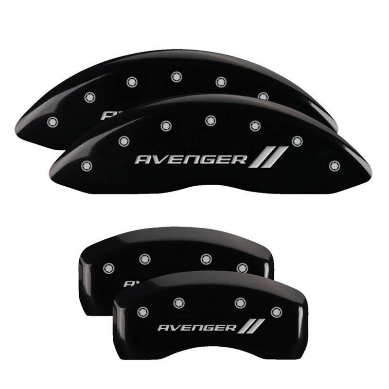 MGP 4 Caliper Covers Engraved Front & Rear With stripes/Avenger Black finish silver ch thumbnail 3