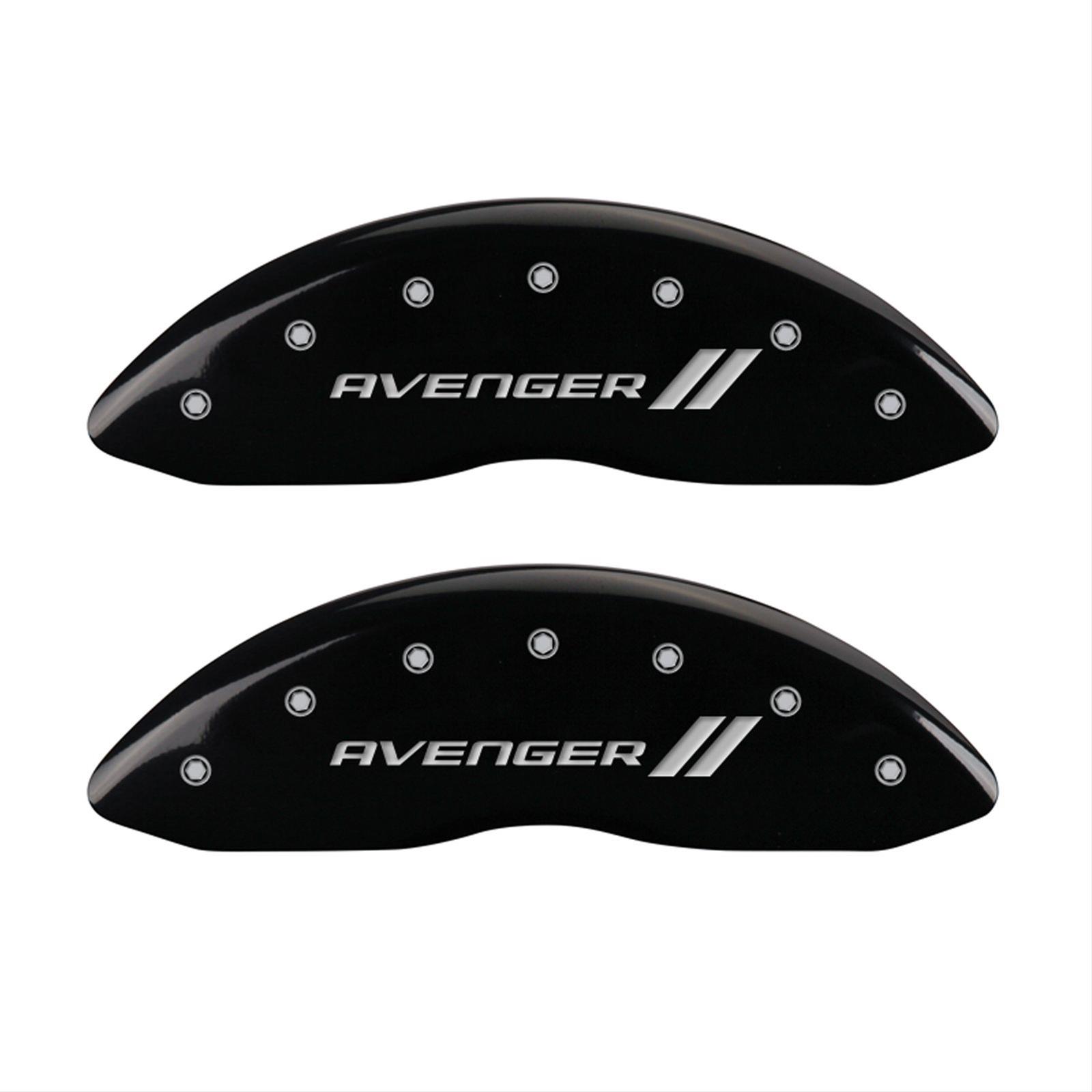 MGP 4 Caliper Covers Engraved Front & Rear With stripes/Avenger Black finish silver ch