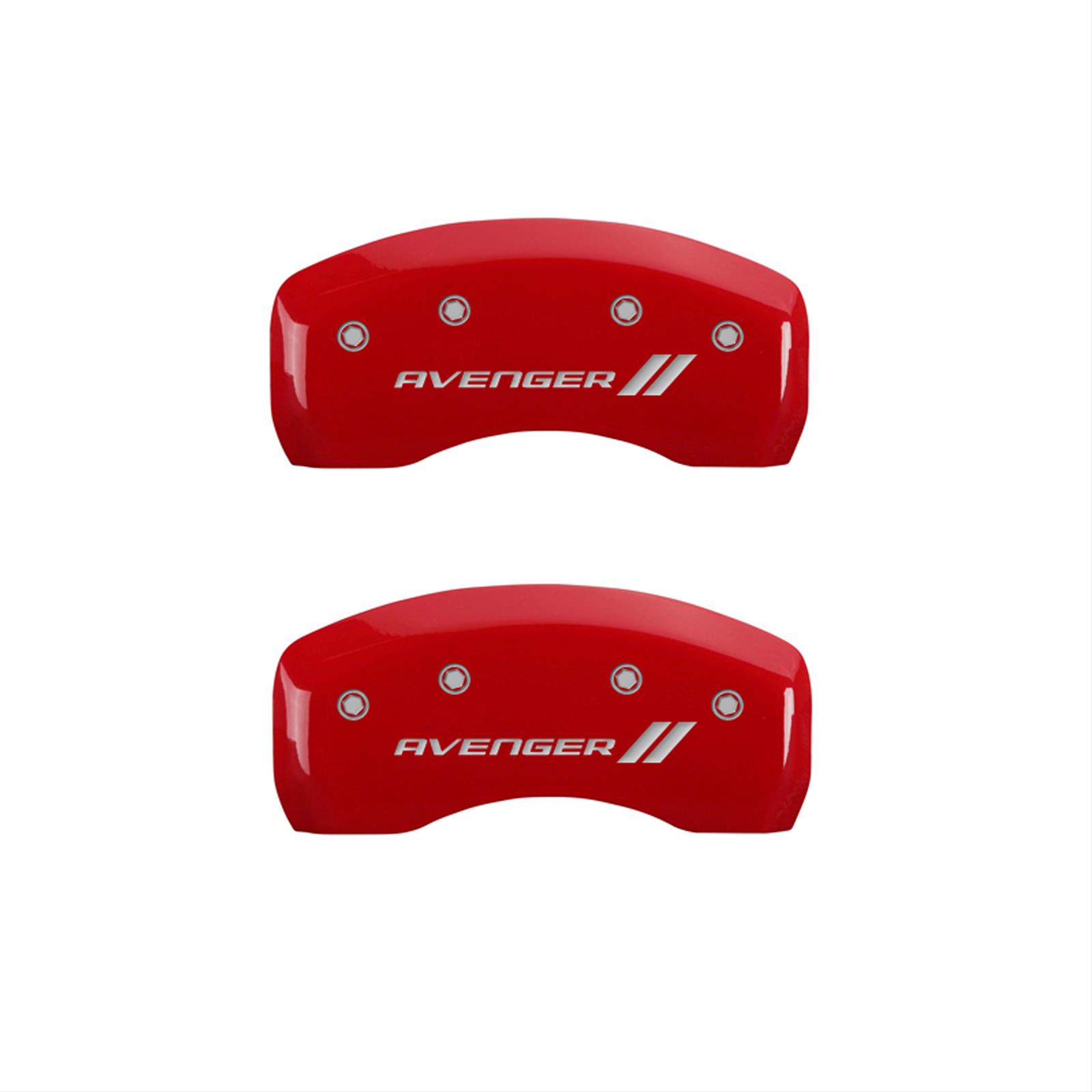 MGP 4 Caliper Covers Engraved Front & Rear With stripes/Avenger Red finish silver ch thumbnail 2
