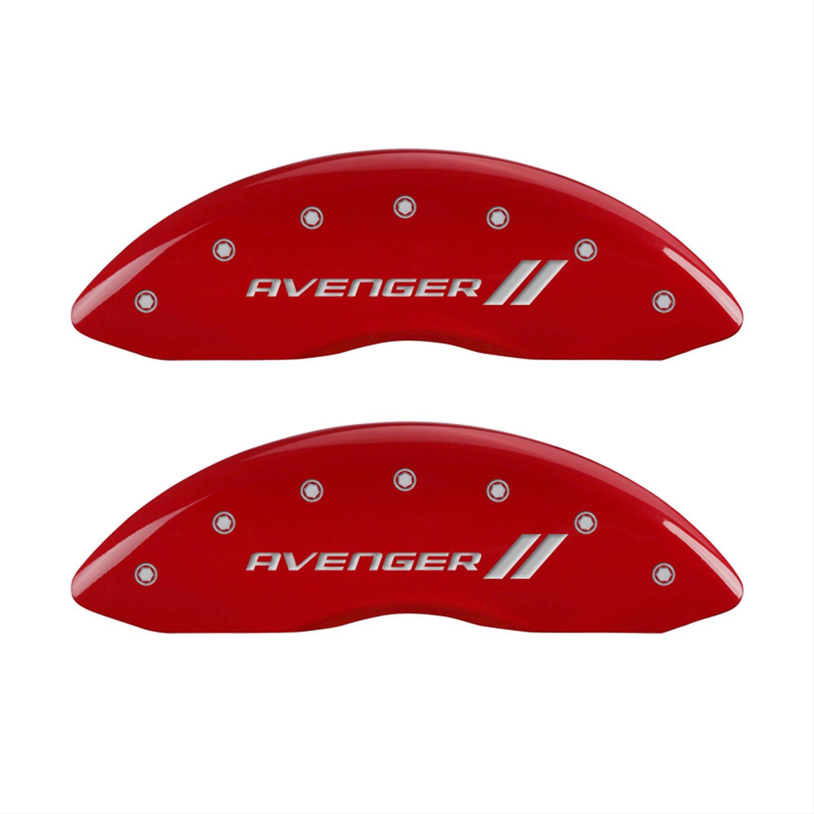 MGP 4 Caliper Covers Engraved Front & Rear With stripes/Avenger Red finish silver ch