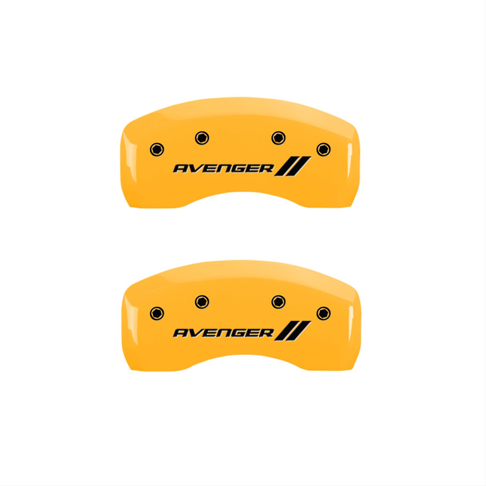 MGP 4 Caliper Covers Engraved Front & Rear With stripes/Avenger Yellow finish black ch thumbnail 2