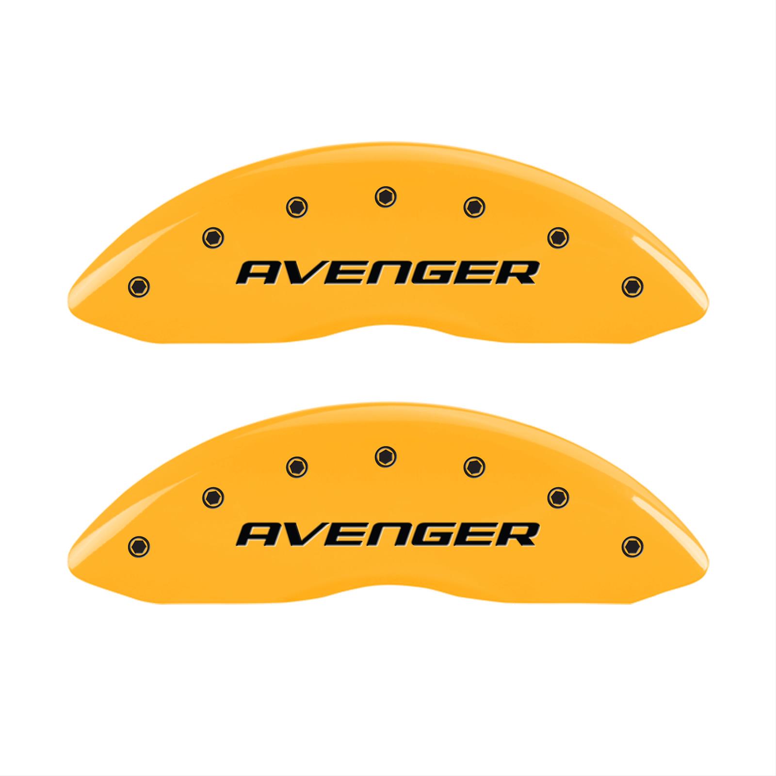 MGP 4 Caliper Covers Engraved Front & Rear With out stripes/Avenger Yellow finish black ch
