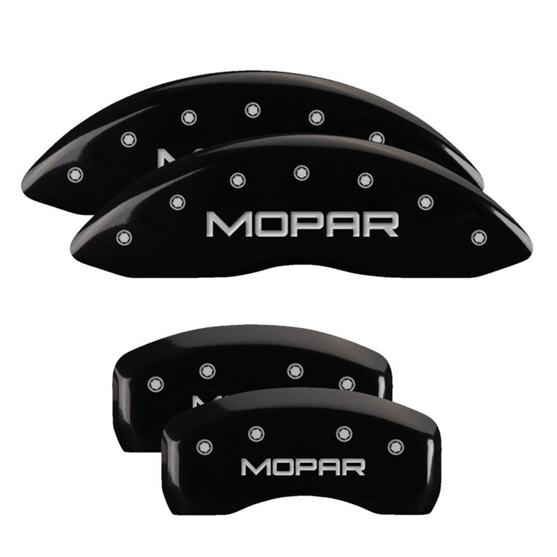 MGP 4 Caliper Covers Engraved Front & Rear MOPAR Black finish silver ch thumbnail 2