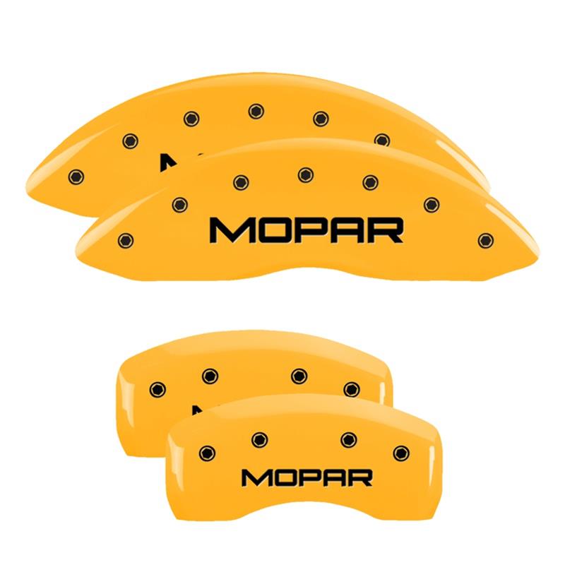 MGP 4 Caliper Covers Engraved Front & Rear MOPAR Yellow finish black ch thumbnail 2