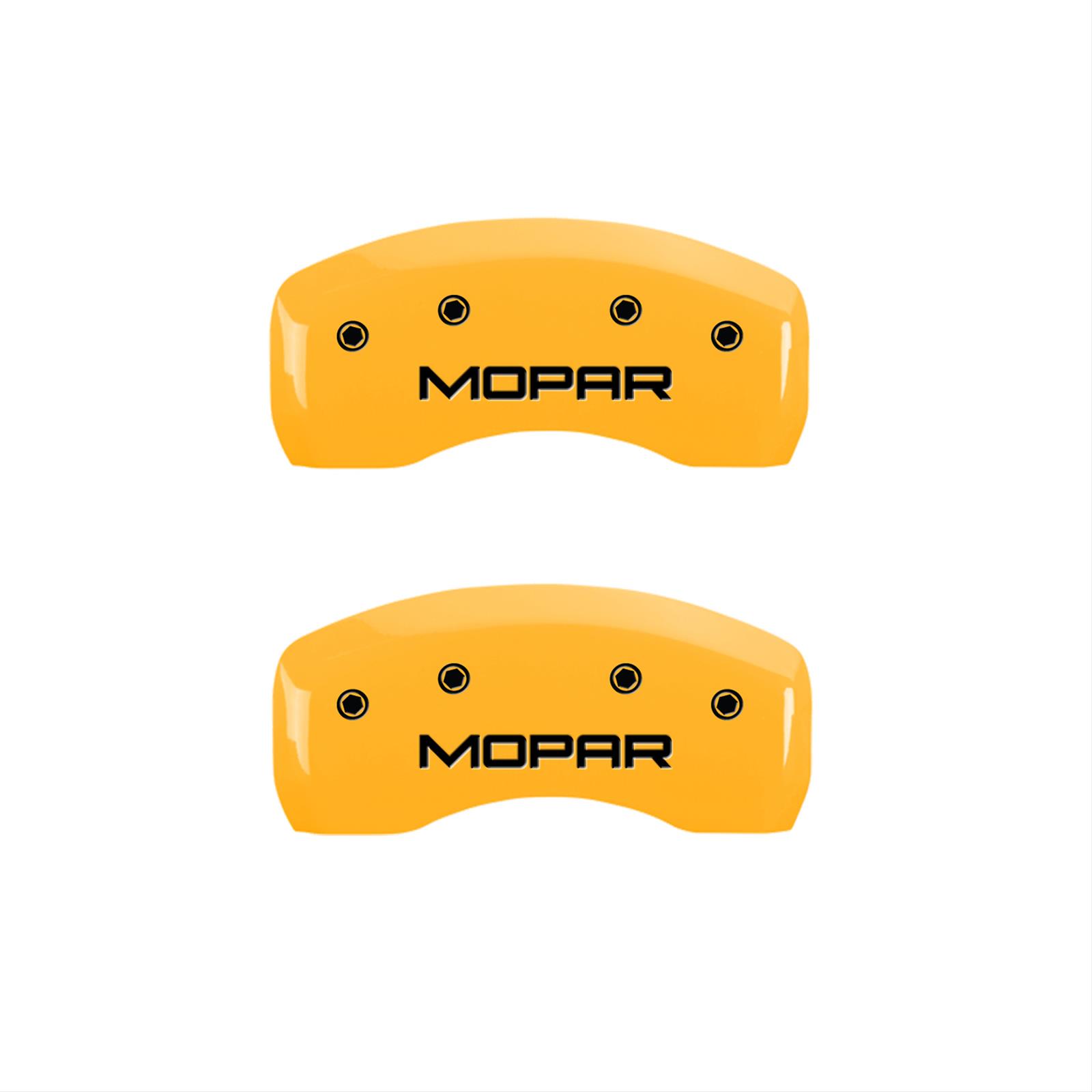 MGP 4 Caliper Covers Engraved Front & Rear MOPAR Yellow finish black ch thumbnail 2