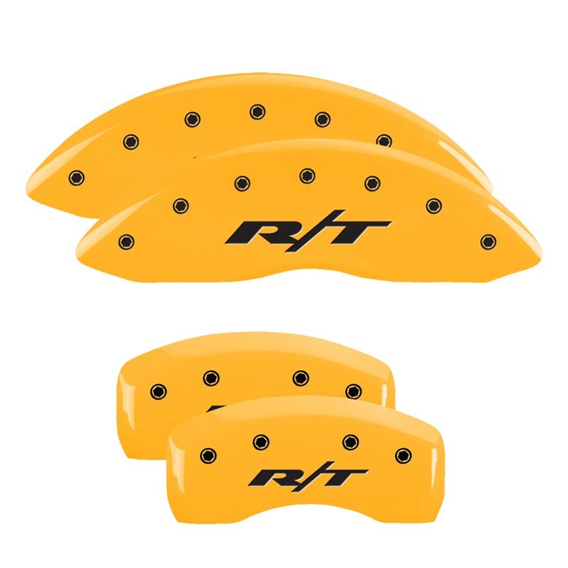 MGP 4 Caliper Covers Engraved Front & Rear RT Yellow finish black ch thumbnail 3