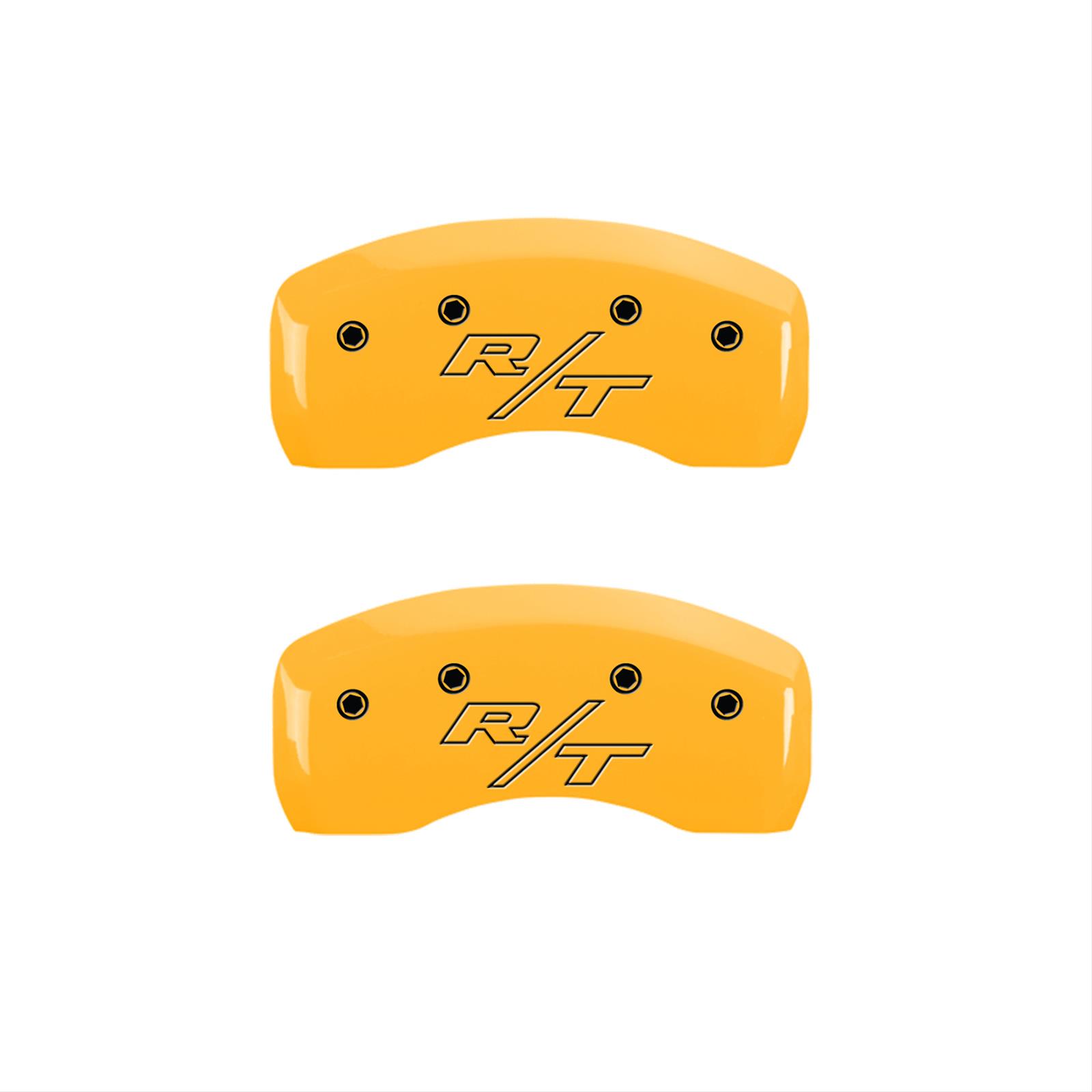 MGP 4 Caliper Covers Engraved Front & Rear Vintage Style/RT Yellow finish black ch thumbnail 2