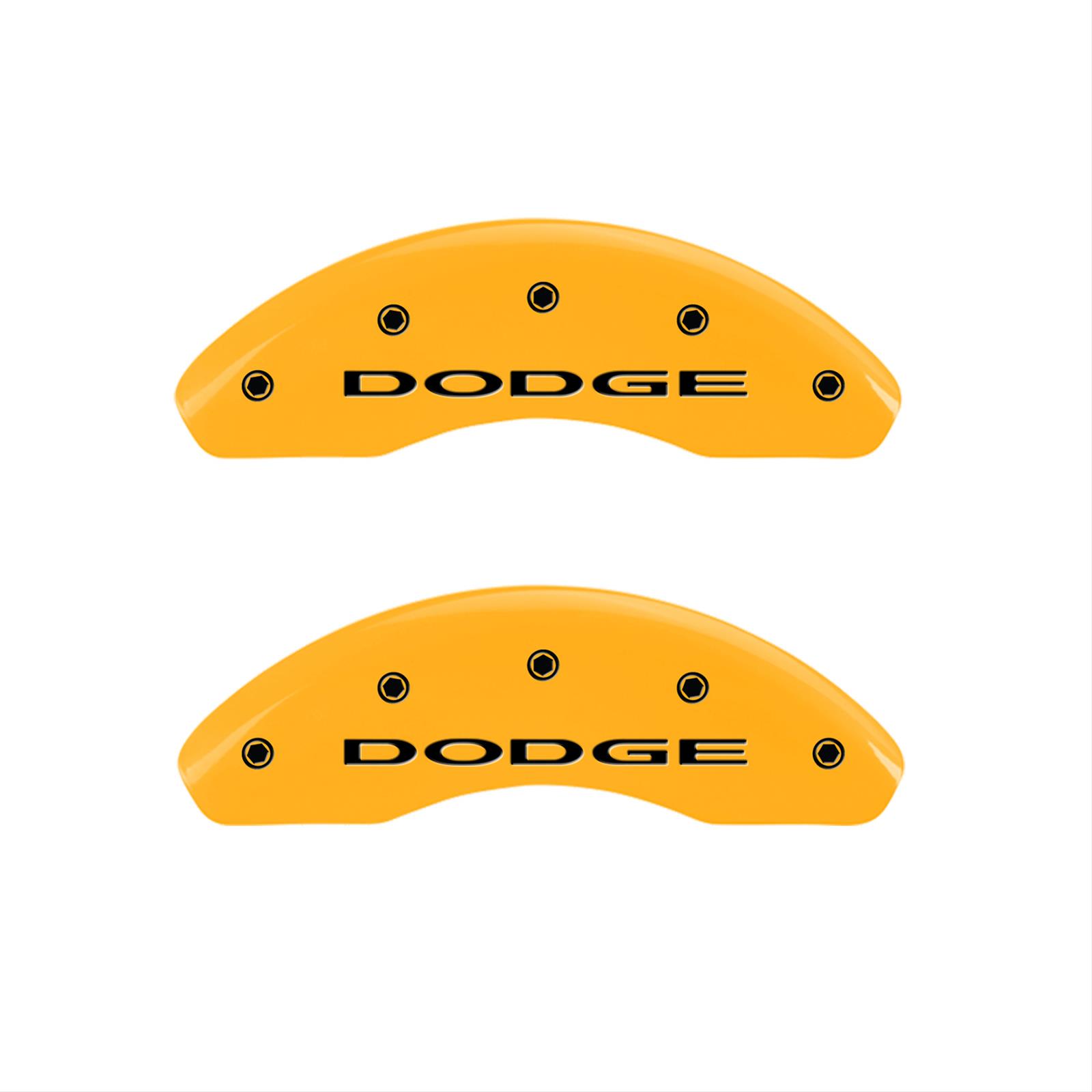MGP 4 Caliper Covers Engraved Front & Rear With out stripes/Dodge Yellow finish black ch thumbnail 2