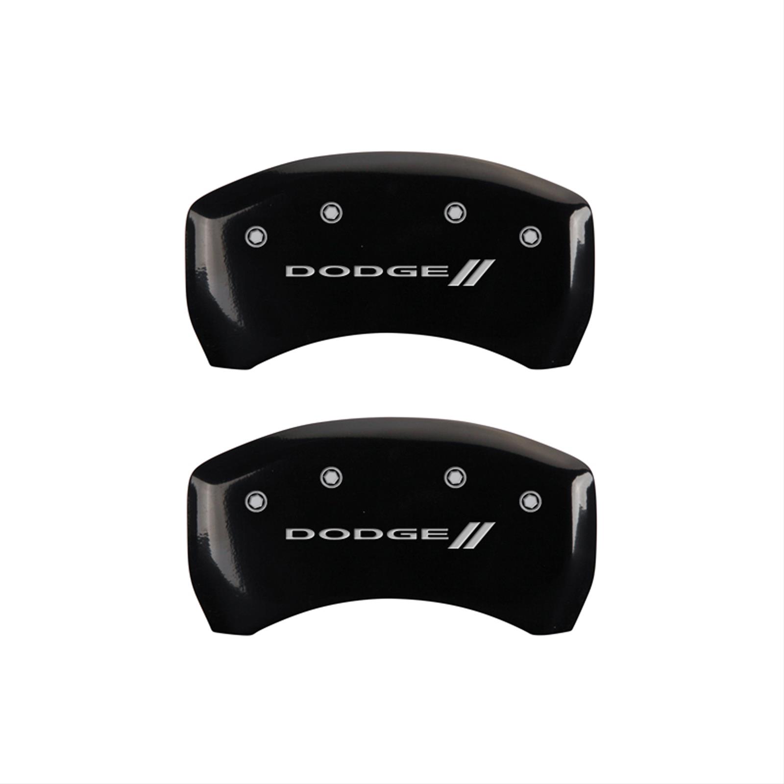 MGP 4 Caliper Covers Engraved Front & Rear With stripes/Dodge Black finish silver ch thumbnail 2