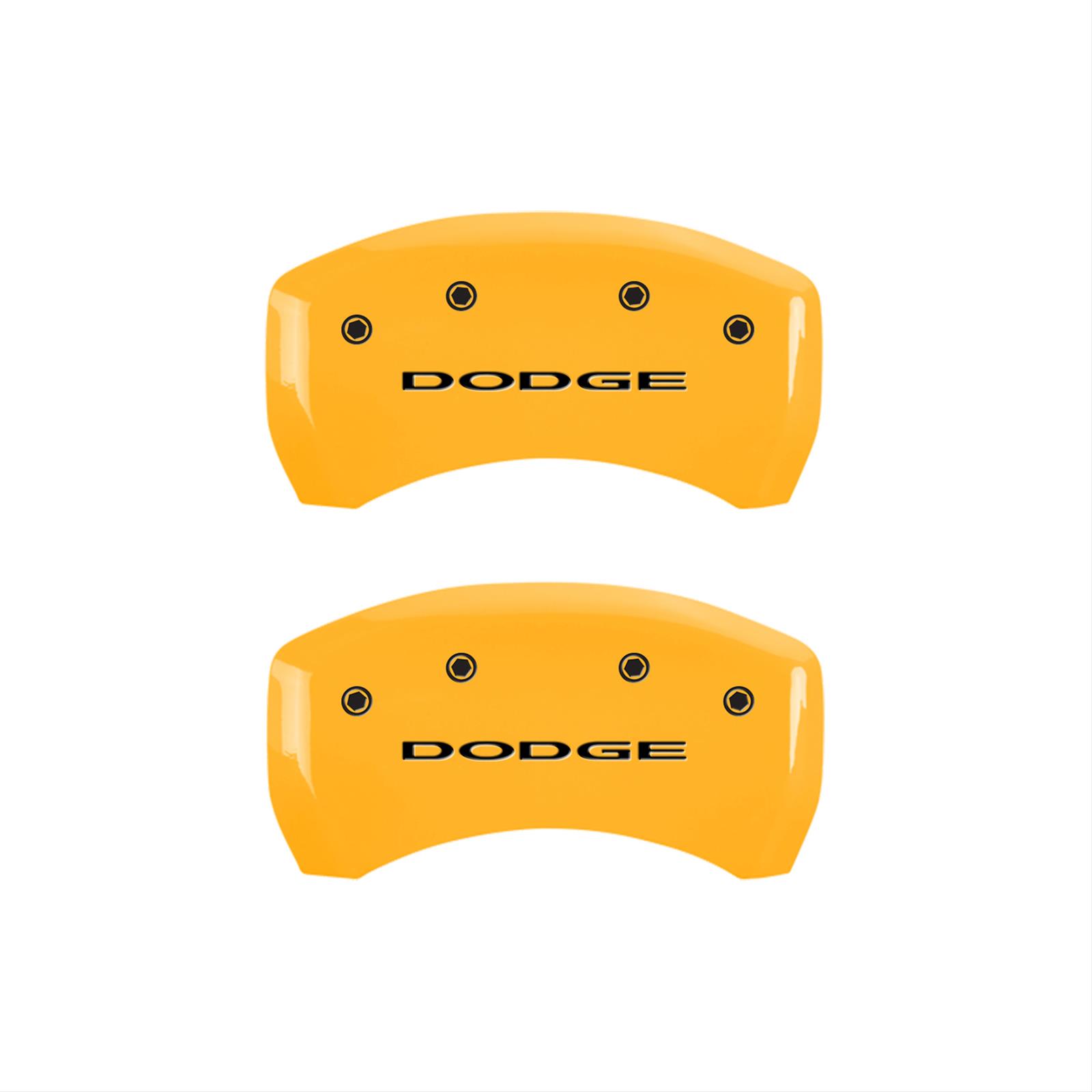 MGP 4 Caliper Covers Engraved Front & Rear With out stripes/Dodge Yellow finish black ch thumbnail 2