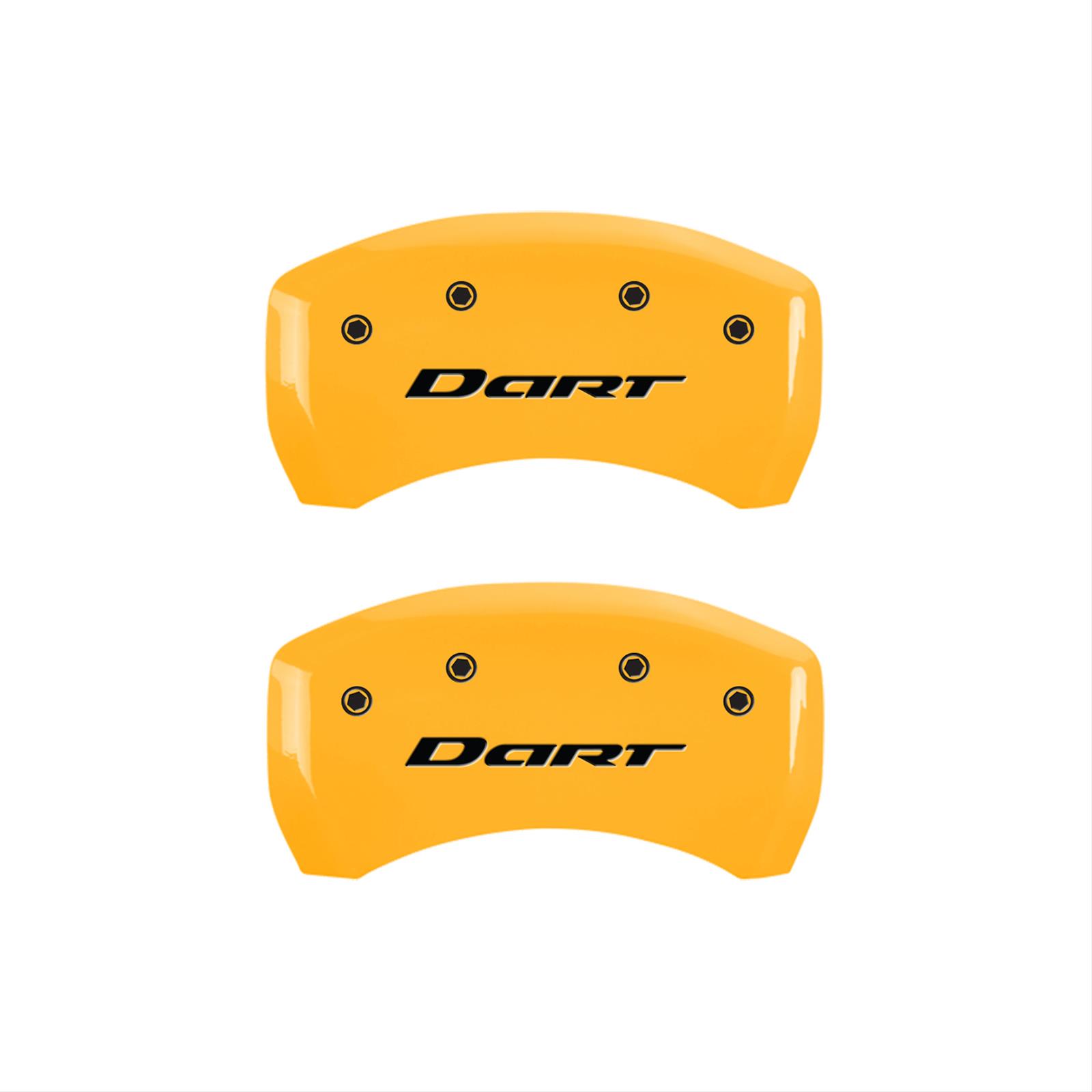 MGP 4 Caliper Covers Engraved Front & Rear With out stripes/Dart Yellow finish black ch thumbnail 2