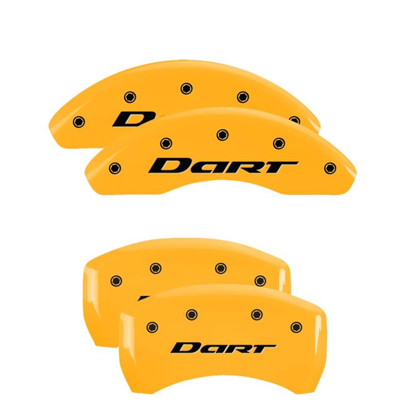 MGP 4 Caliper Covers Engraved Front & Rear With out stripes/Dart Yellow finish black ch thumbnail 3