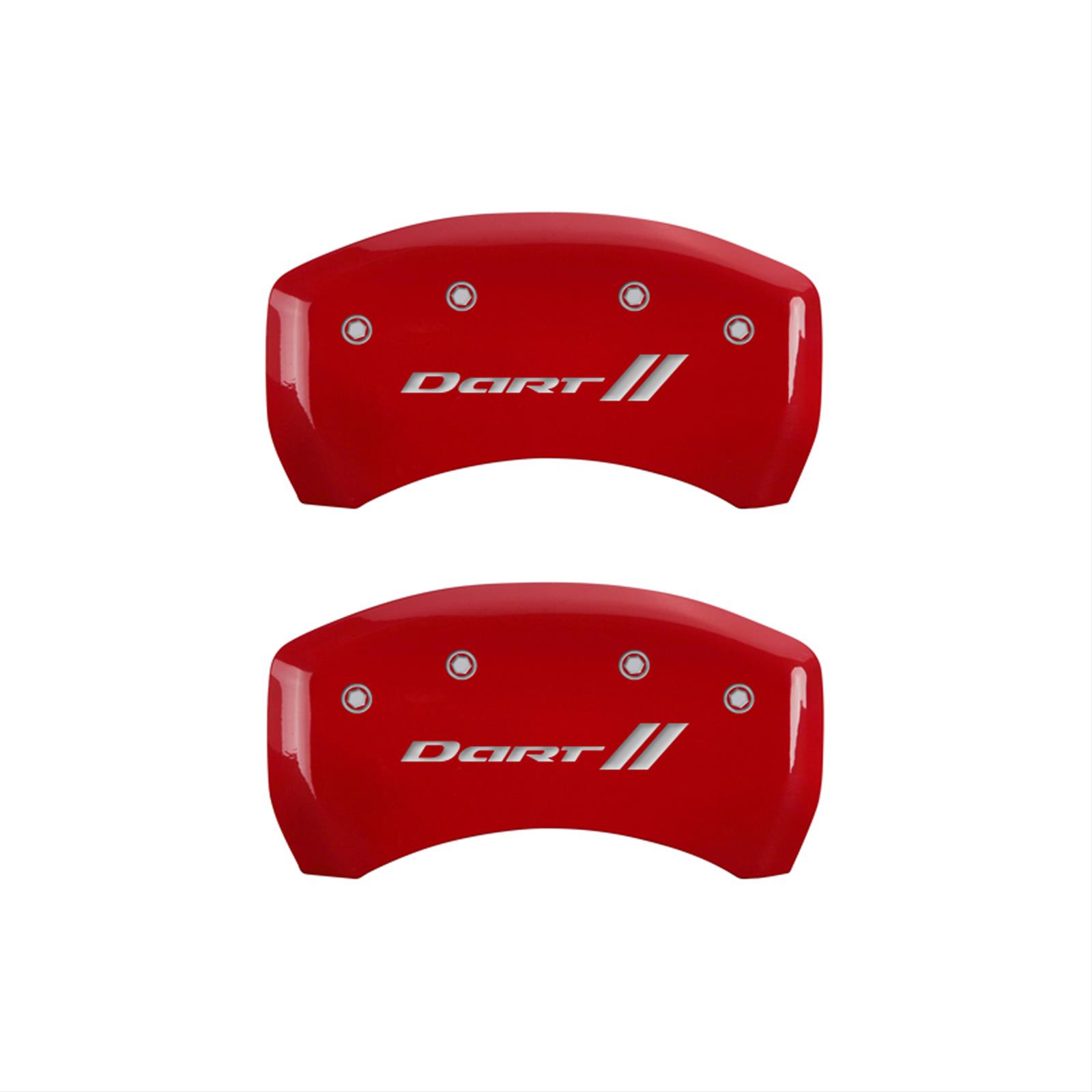 MGP 4 Caliper Covers Engraved Front & Rear With stripes/Dart Red finish silver ch thumbnail 2