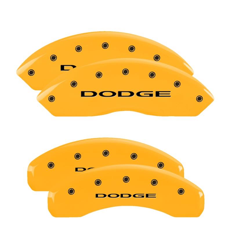MGP 4 Caliper Covers Engraved Front & Rear With out stripes/Dodge Yellow finish black ch thumbnail 3