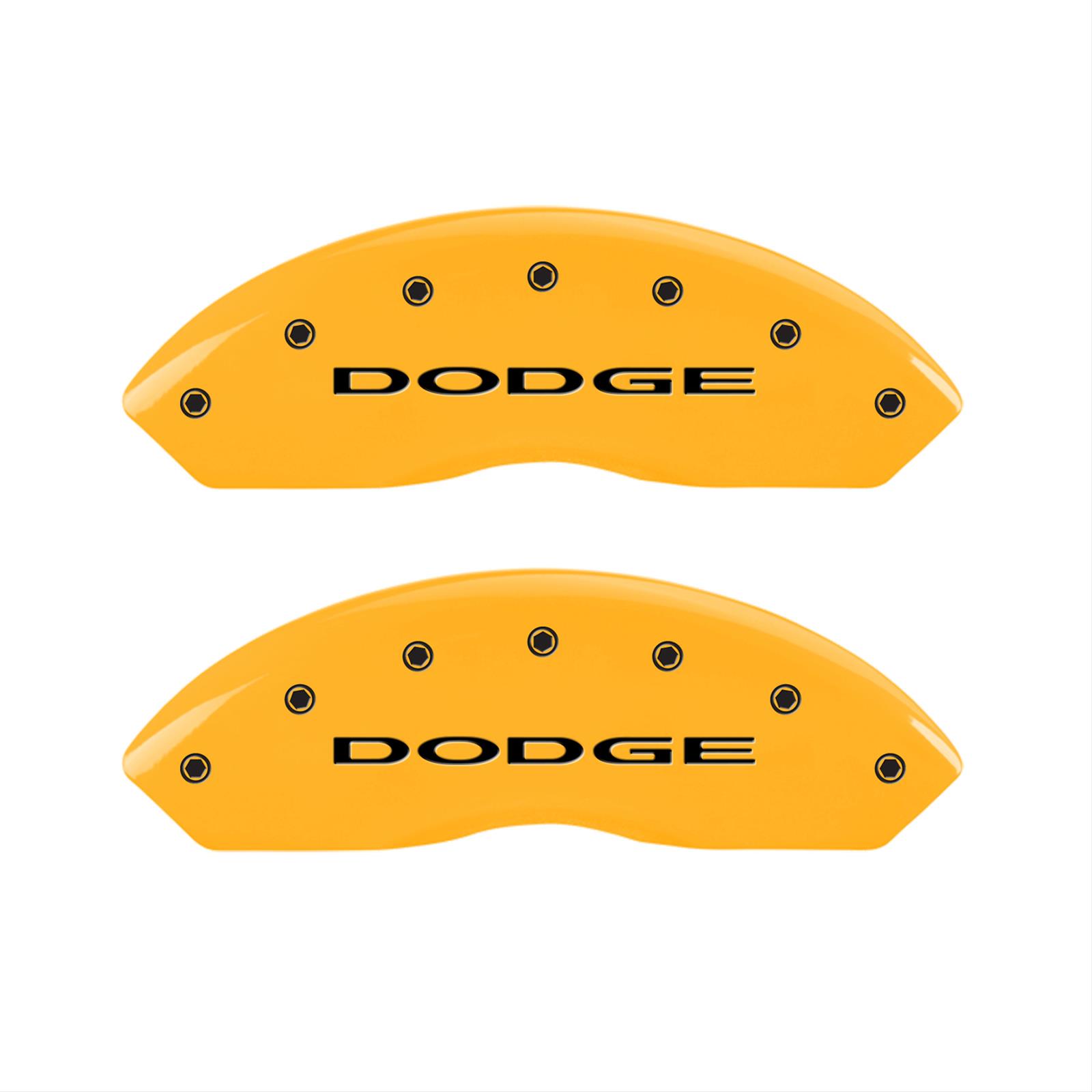 MGP 4 Caliper Covers Engraved Front & Rear With out stripes/Dodge Yellow finish black ch thumbnail 2