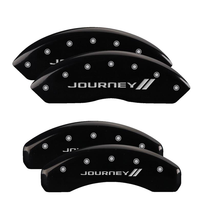 MGP 4 Caliper Covers Engraved Front & Rear With stripes/Journey Black finish silver ch thumbnail 3