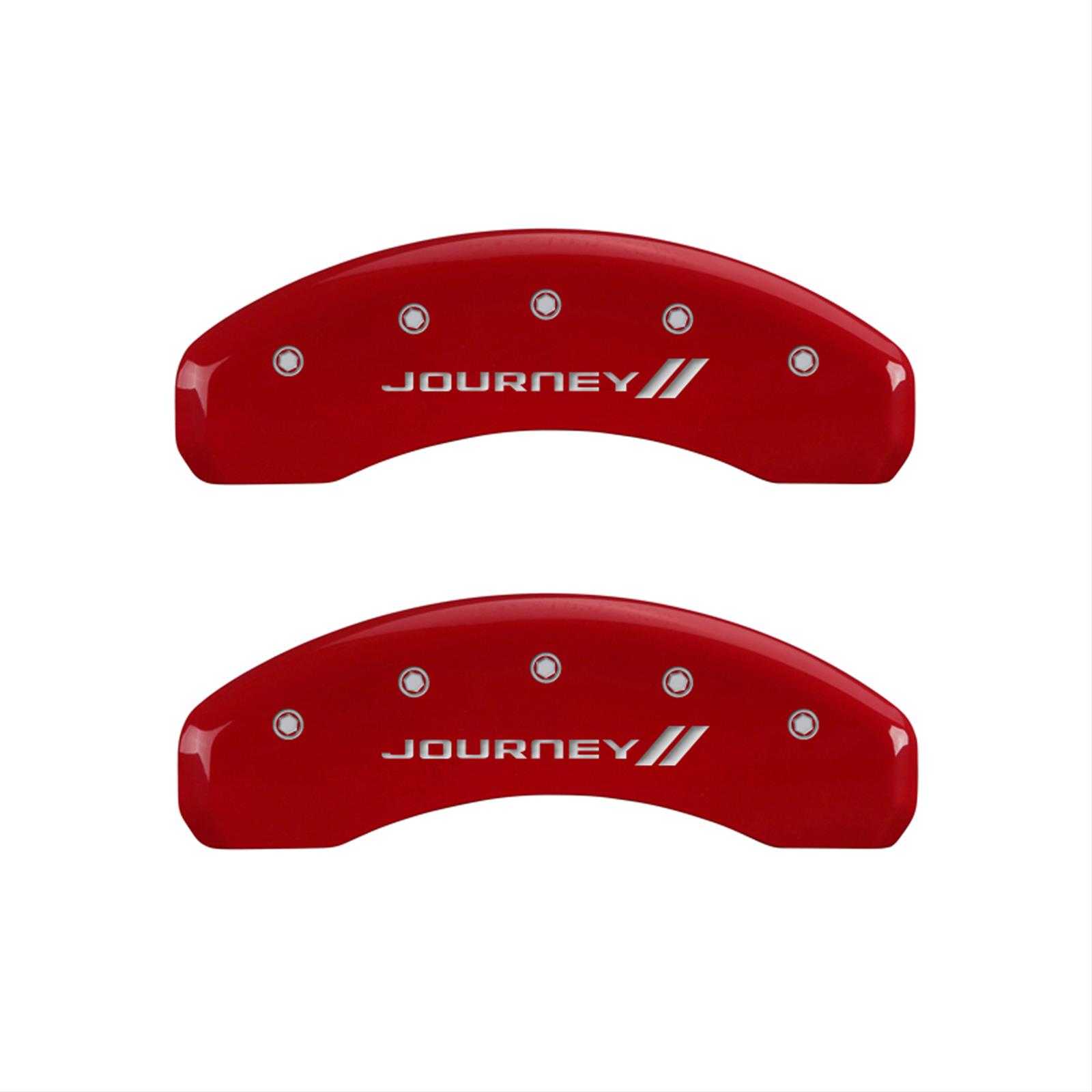 MGP 4 Caliper Covers Engraved Front & Rear With stripes/Journey Red finish silver ch thumbnail 2