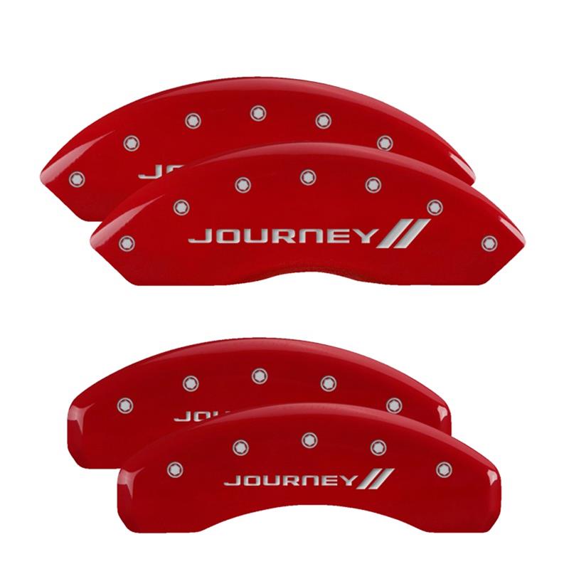 MGP 4 Caliper Covers Engraved Front & Rear With stripes/Journey Red finish silver ch thumbnail 3