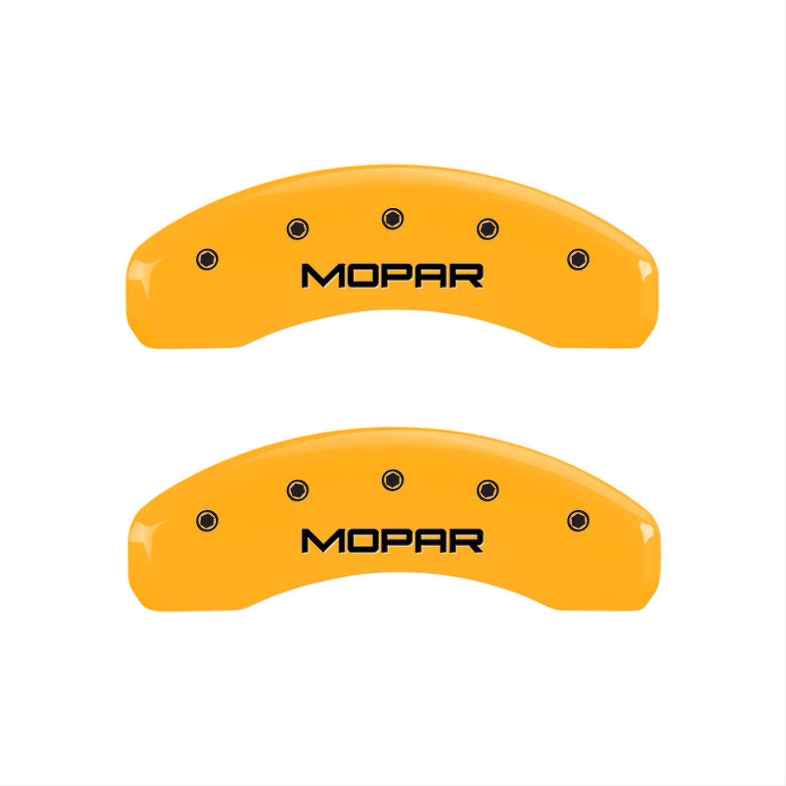 MGP 4 Caliper Covers Engraved Front & Rear MOPAR Yellow finish black ch thumbnail 2